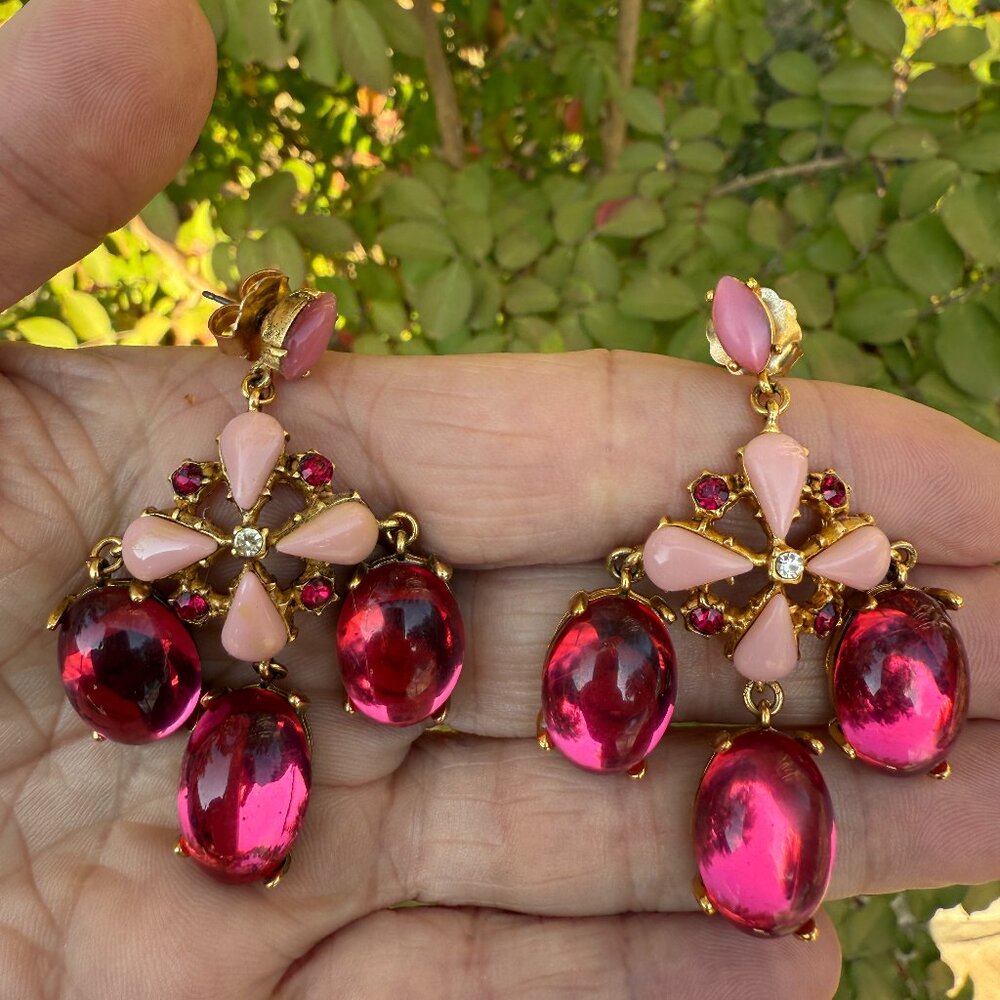 STUNNING VINTAGE GERARD YOSCA CHANDELIER EARRINGS